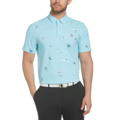 Original Penguin All Over Textured Mini Golf Print Polo Shirt