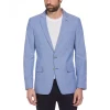 Original Penguin Blue Plaid Linen Blend Chambray Blazer