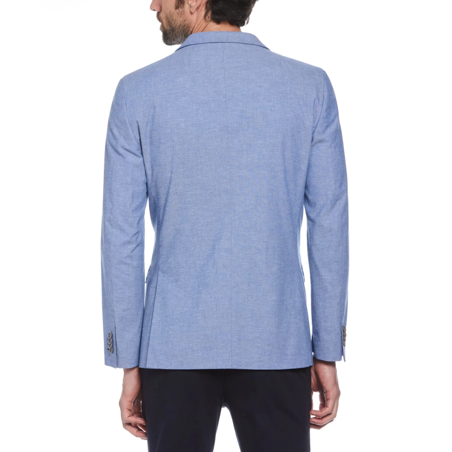 Original Penguin Blue Plaid Linen Blend Chambray Blazer 2 Original Penguin Blue Plaid Linen Blend Chambray Blazer - Image 2