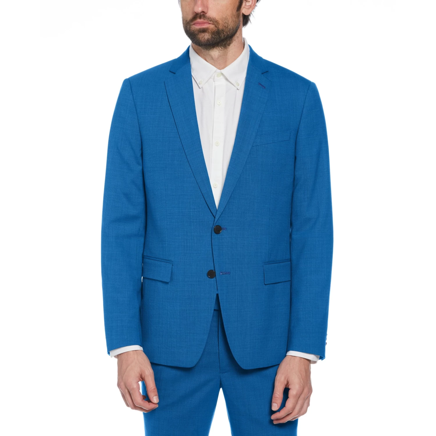Original Penguin Blue Textured Wool Blend Two Piece Suit 2 Original Penguin Blue Textured Wool Blend Two Piece Suit - Image 2