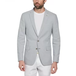 Original Penguin Green Plaid Linen Blend Chambray Jacket