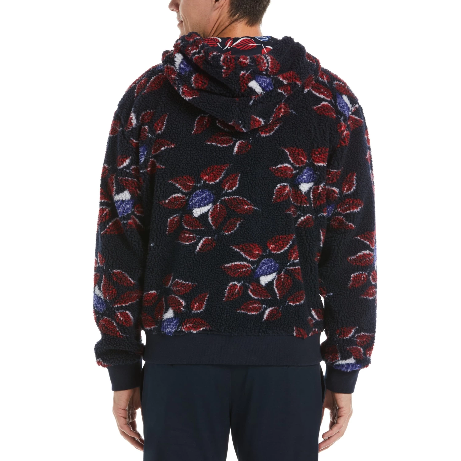 Original Penguin Leaf Print Sherpa Hoodie 2 Original Penguin Leaf Print Sherpa Hoodie - Image 2