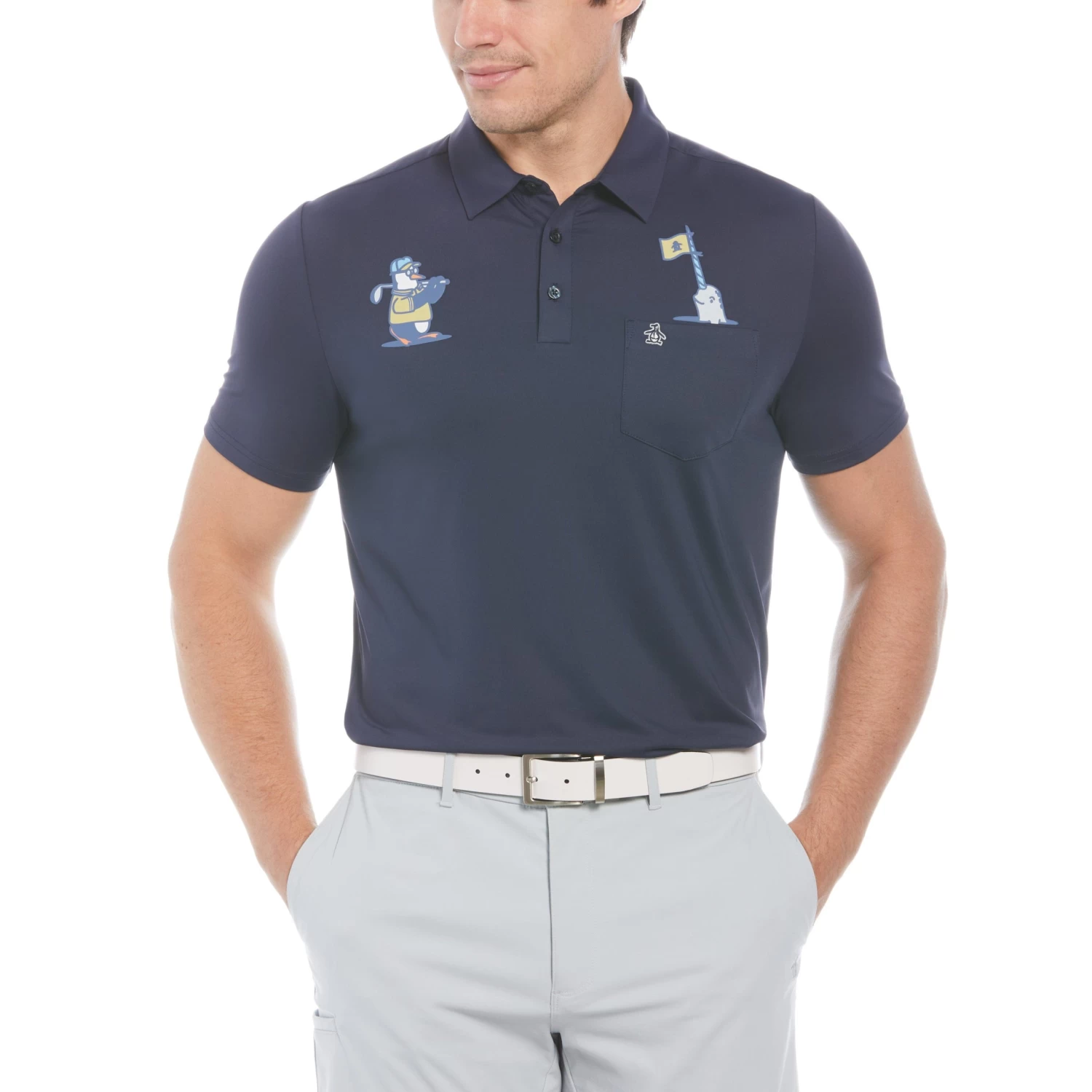 Original Penguin Mixed Media Polar Pete Print Golf Polo Shirt 1 Original Penguin Mixed Media Polar Pete Print Golf Polo Shirt