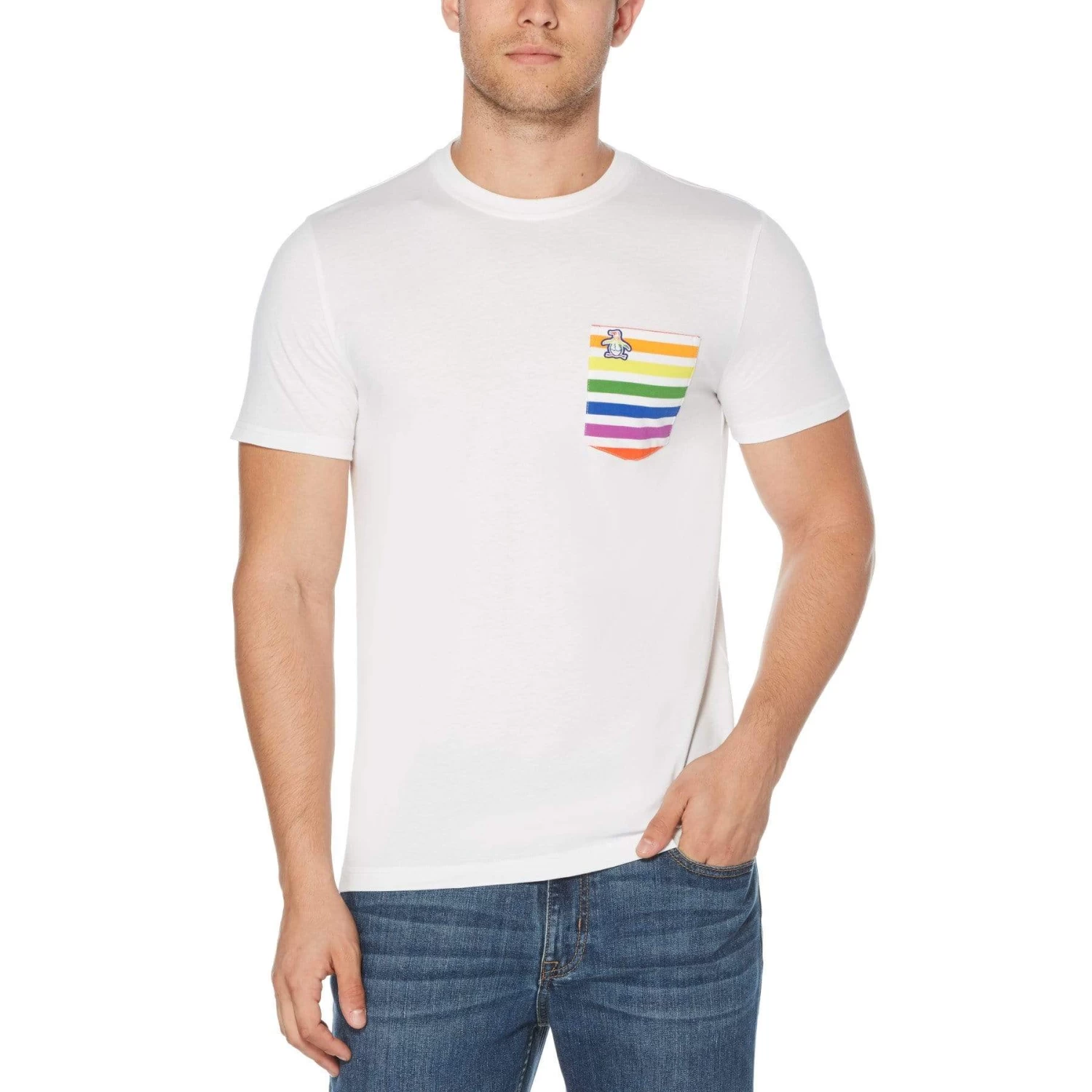 Original Penguin Pride Rainbow Stripe Pocket T-Shirt 1 Original Penguin Pride Rainbow Stripe Pocket T-Shirt