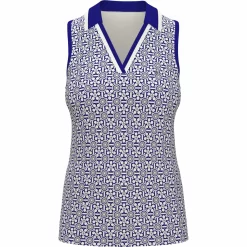 Original Penguin Women's Abstract Printed V-Neck Golf Top