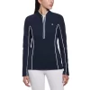 Original Penguin Women's Contrast Piping Quarter Zip Shirt