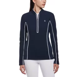 Original Penguin Women's Contrast Piping Quarter Zip Shirt