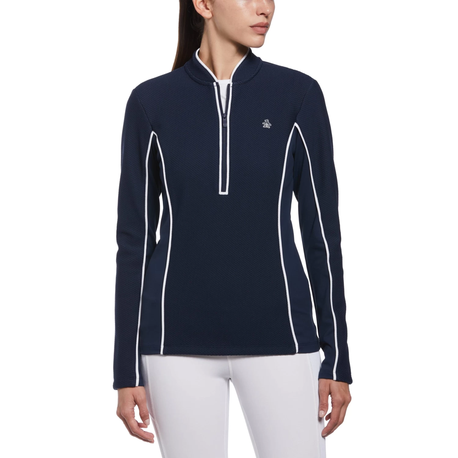 Original Penguin Women's Contrast Piping Quarter Zip Shirt 1 Original Penguin Women's Contrast Piping Quarter Zip Shirt