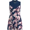 Original Penguin Women's Floral Print Tennis Dress With Mesh Yoke