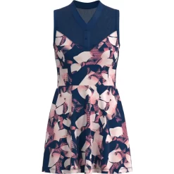 Original Penguin Women's Floral Print Tennis Dress With Mesh Yoke